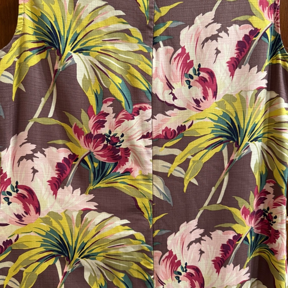 Tommy Bahama Stretch Silk Palm & Hibiscus Print Sleeveless Shift Dress Size 6 - Picture 9 of 11
